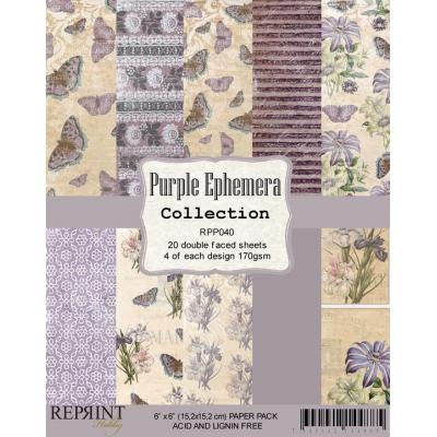 Reprint Purple Ephemera Designpapier - Paper Pack